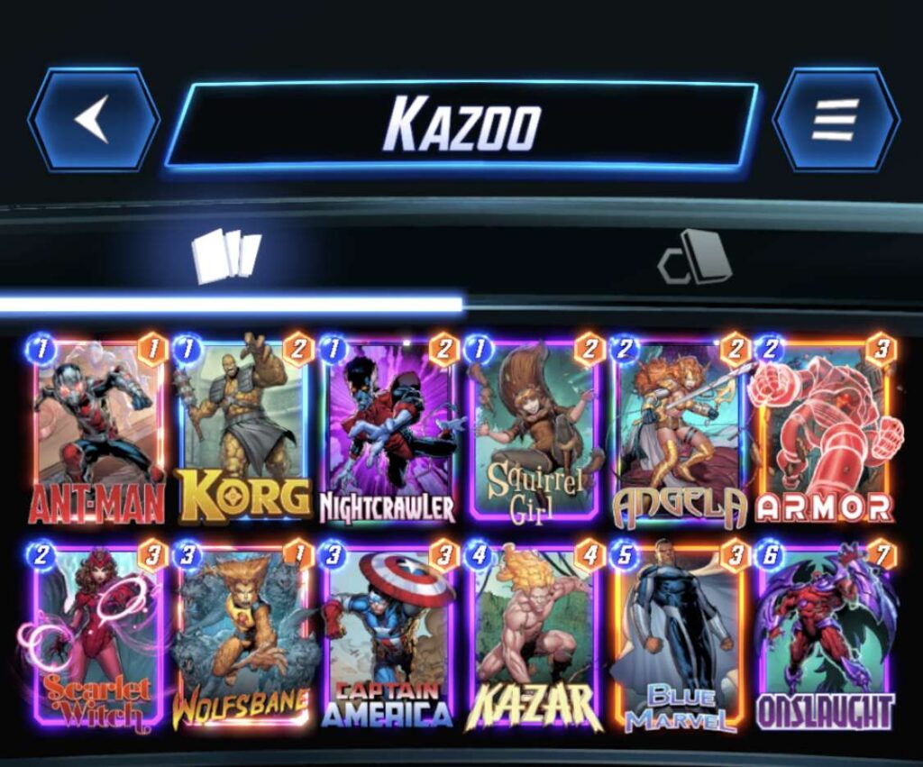 Deck 'Kazoo' per Marvel Snap